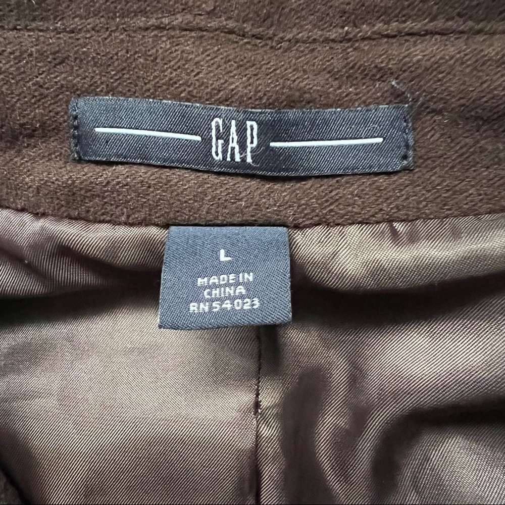 Gap Coat Brown Medium Length Button Down Lined Wa… - image 3